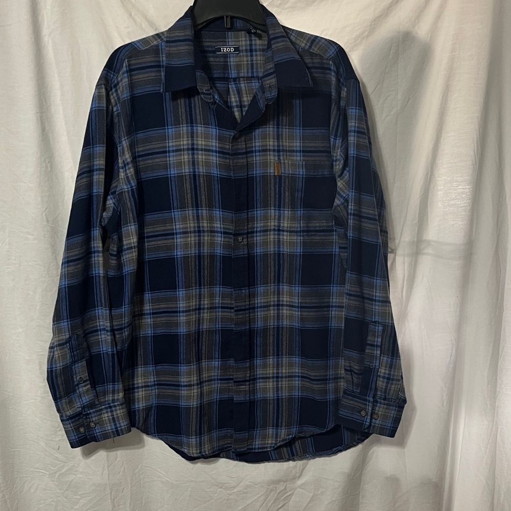 IZOD Blue Plaid Flannel Men's Shirt
